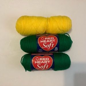 Red Heart Yarns, 3 skeins, Green and Yellow
